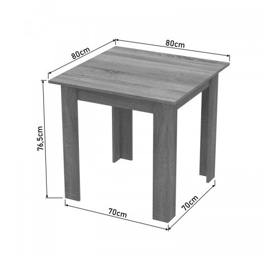 Τραπέζι Manka I μελαμίνη σε sonoma απόχρωση 80x80x77εκ Υλικό: CHIPBOARD 16mm 361-000006