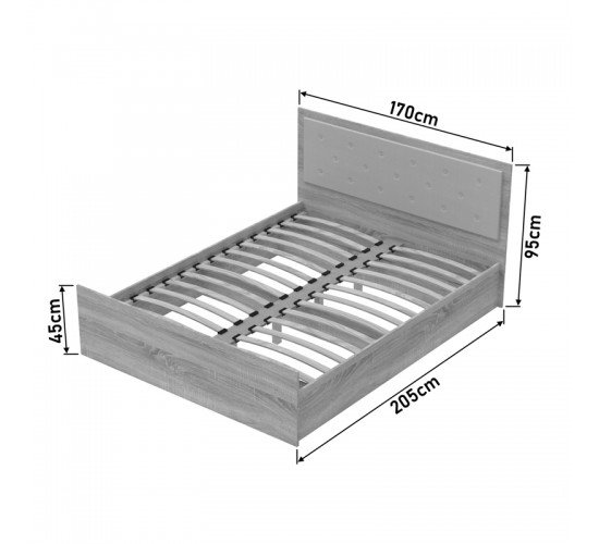 Κρεβάτι διπλό Vita Plus σε sonoma απόχρωση 160x200εκ Υλικό: Chipboard 361-000016
