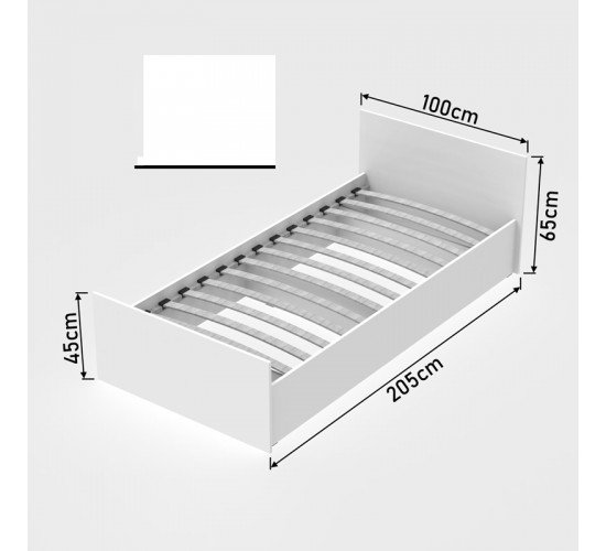 Κρεβάτι μονό Toscana σε λευκή απόχρωση 100x200εκ Υλικό: Chipboard 361-000024