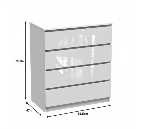 Συρταριέρα Dicama mdf-μελαμίνη σε λευκη glossy απόχρωση 85.5x47x98εκ Υλικό: CHIPBOARD - MDF 361-000046