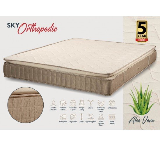 KPS ΣΤΡΩΜΑ ΜΕ ΑΝΩΣΤΡΩΜΑ SKY ORTHOPEDIC 090X200X26 ALOE VERA 08.02.127 5211