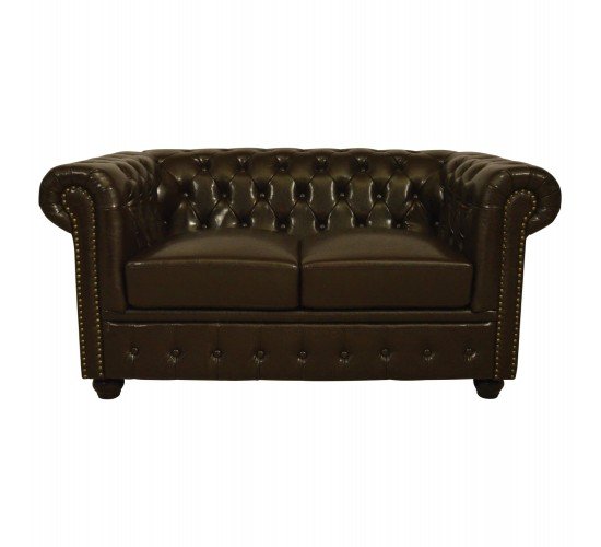 ΚΑΝΑΠΕΣ 2ΘΕΣΙΟΣ T.CHESTERFIELD HM3010.01 ΤΕΧΝΟΔΕΡΜΑ ΣΚΟΥΡΟ ΚΑΦΕ 155x90x73 εκ. 2θέσιος