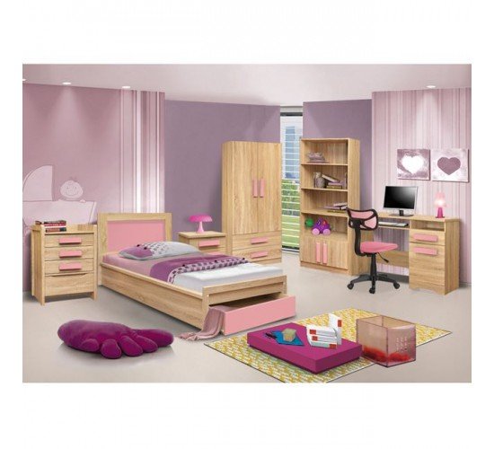 ΚΡΕΒΑΤΙ ΜΕ ΣΥΡΤΑΡΙ PLAYROOM HM330.02 SONAMA-ΡΟΖ 90Χ190εκ. Μονό