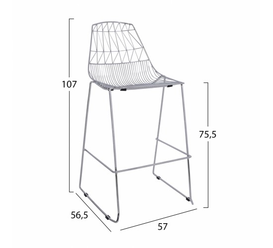 ΣΚΑΜΠΩ BAR ΜΕΤΑΛΛΙΚΟ HM5465.100 LUX ΧΡΩΜΙΟΥ 57x56,5x107 εκ.