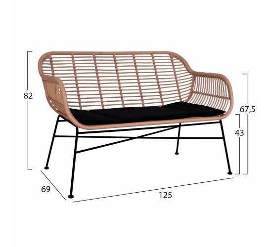 ΣΕΤ ΣΑΛΟΝΙ 4ΤΜΧ ALLEGRA HM5460 ΜΕΤΑΛΛΟ & WICKER ΣΕ ΜΠΕΖ ΧΡΩΜΑ 4 θέσεων