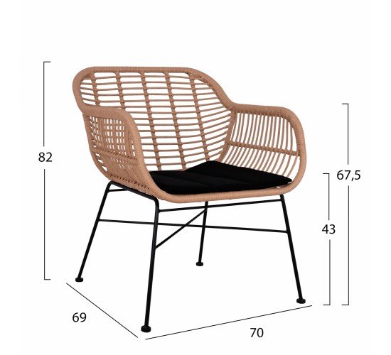 ΣΕΤ ΣΑΛΟΝΙ 4ΤΜΧ ALLEGRA HM5460 ΜΕΤΑΛΛΟ & WICKER ΣΕ ΜΠΕΖ ΧΡΩΜΑ 4 θέσεων