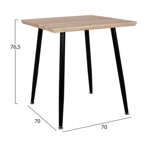 ΤΡΑΠΕΖΙ ΤΡΑΠΕΖΑΡΙΑΣ PALOMA HM8335.01, 70Χ70X76.5, SONOMA, ΜΑΥΡΑ ΠΟΔΙΑ