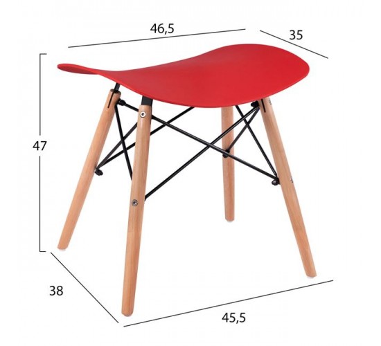 ΣΚΑΜΠΩ ΞΥΛΙΝΑ ΠΟΔΙΑ ΤΟΝΙΑ HM0109.04 KOKKINO 46,5x35x47 εκ.