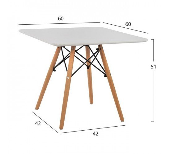 ΤΡΑΠΕΖΙ MINIMAL KID 60X60X51Yεκ. ΛΕΥΚΟ HM8452.01