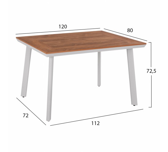 ΤΡΑΠΕΖΙ ΑΛΟΥΜΙΝΙΟΥ RAHIMA ΜΕ POLYWOOD ΛΕΥΚΟ 120x80x72,5Υ εκ. HM5562.01