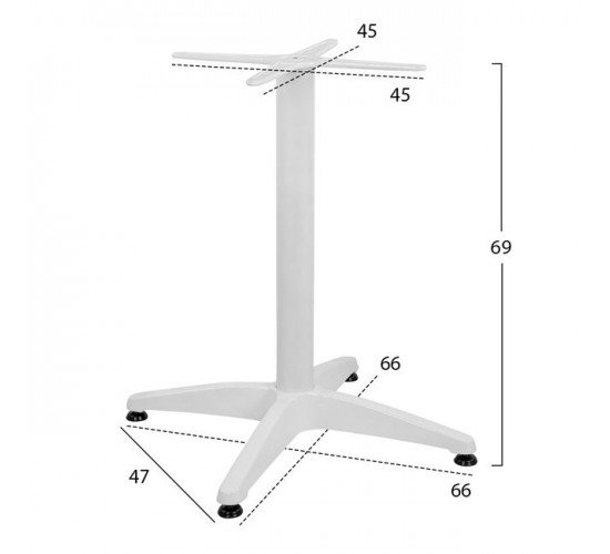 ΒΑΣΗ ΑΛΟΥΜΙΝΙΟΥ 4ΝΥΧΗ 66x66x69Υεκ. ΜΕ ΣΤΑΥΡΟ 45x45εκ. HM448.02 ΛΕΥΚΗ