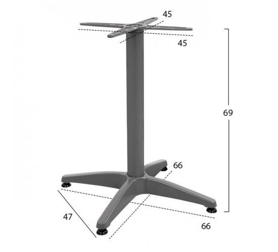 ΒΑΣΗ ΑΛΟΥΜΙΝΙΟΥ 4ΝΥΧΗ 66Χ66X69Υεκ. ΜΕ ΣΤΑΥΡΟ 45x45εκ. HM448.04 ΓΚΡΙ
