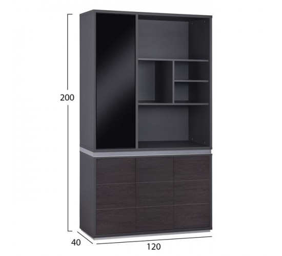 ΒΙΒΛΙΟΘΗΚΗ ΓΡΑΦΕΙΟΥ ΕΠΑΓΓΕΛΜΑΤΙΚΗ ROSEWOOD HM2091L 120Χ40Χ200Υ εκ.