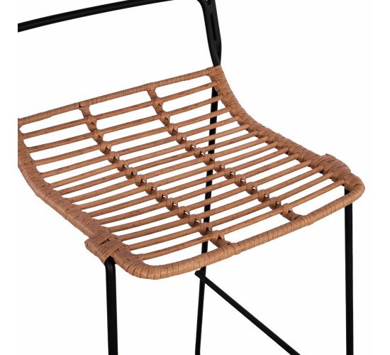 ΣΚΑΜΠΟ ΜΕΤΑΛΛΙΚΟ ALLEGRA HM5642 ΜΕ WICKER ΣΕ ΜΠΕΖ ΑΠΟΧΡΩΣΗ 48x53x100 εκ.