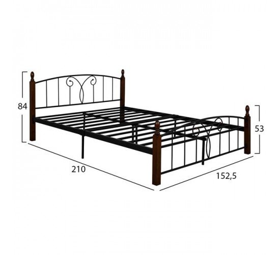 ΚΡΕΒΑΤΙ ΔΙΠΛΟ SUZIE HM585 ΓΙΑ ΣΤΡΩΜΑ 150x200 εκ. ΜΕΤΑΛΛΟ ΞΥΛΟ Διπλό