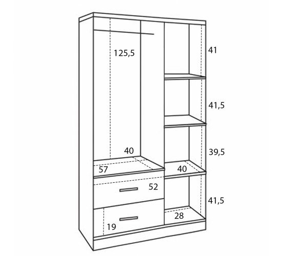 ΝΤΟΥΛΑΠΑ 3ΦΥΛΛΗ ME 2 ΣΥΡΤΑΡΙΑ CAESAR HM340.04 SONAMA ΜΕ ΓΚΡΙ 89x42,5Χ181εκ. 3φυλλη