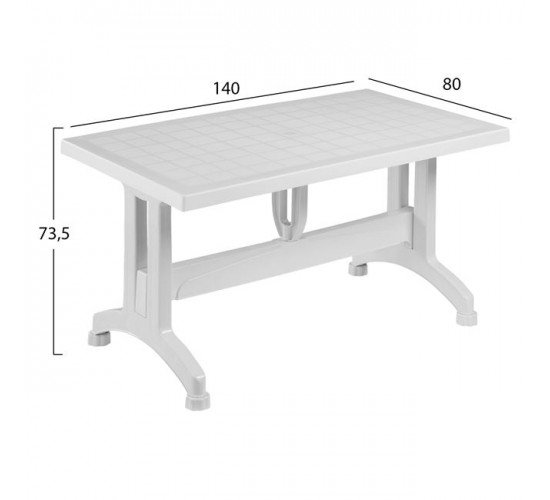 ΤΡΑΠΕΖΙ ΠΟΛΥΠΡΟΠΥΛΕΝΙΟΥ 140X80X73.5Yεκ.ΛΕΥΚΟ HM5738.01