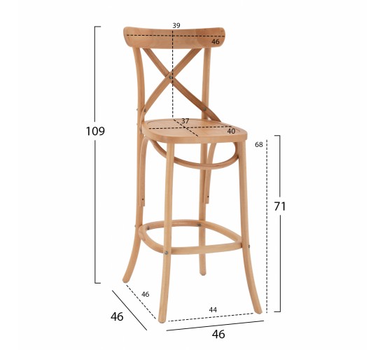 ΣΚΑΜΠΟ ΞΥΛΙΝΟ GIOLIANA HM8750.01 ΑΠΟ ΟΞΙΑ ΦΥΣΙΚΟ ΜΕ PLYWOOD ΚΑΘΙΣΜΑ 46x46x109Υ εκ.