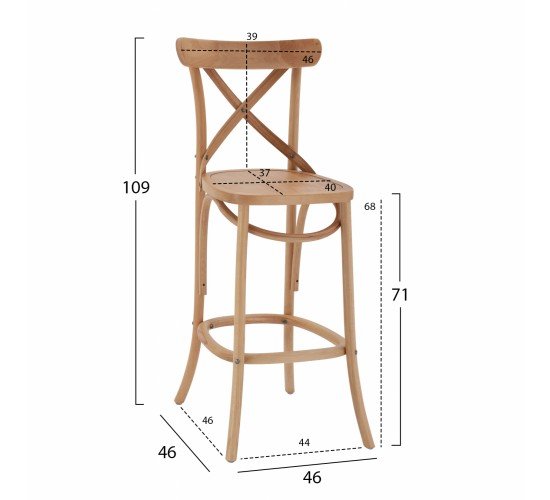 ΣΚΑΜΠΟ ΞΥΛΙΝΟ GIOLIANA HM8750.05 ΑΠΟ ΟΞΙΑ DARK HONEY ΜΕ PLYWOOD ΚΑΘΙΣΜΑ 46x46x109Υ εκ.