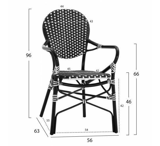 ΠΟΛΥΘΡΟΝΑ ΑΛΟΥΜΙΝΙΟΥ BAMBOO LOOK ΜΕ ΜΑΥΡΟ ΛΕΥΚΟ WICKER HM5793.02 56X63X96Y εκ.