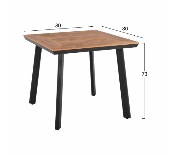 ΣΕΤ ΤΡΑΠΕΖΑΡΙΑΣ 3ΤΜΧ ΤΡΑΠΕΖΙ ΑΝΘΡΑΚΙ 80x80 ΚΑΙ ΠΟΛΥΘΡΟΝΑ ΜΕ ΣΧΟΙΝΙ HM11537.02 2 θέσεων