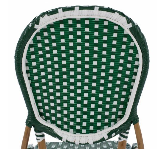 ΚΑΡΕΚΛΑ ΑΛΟΥΜΙΝΙΟΥ BAMBOO LOOK ΜΕ WICKER ΠΡΑΣΙΝΟ ΛΕΥΚΟ HM5792.01 47x55x98 εκ.