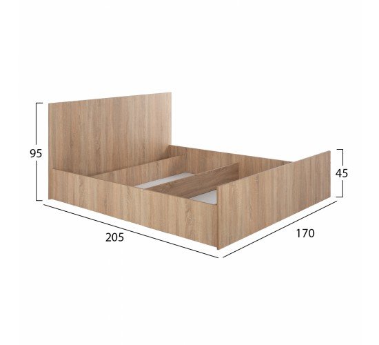 ΚΡΕΒΑΤΙ ADLER ΜΕΛΑΜΙΝΗΣ ΔΙΠΛΟ ΓΙΑ ΣΤΡΩΜΑ 160Χ200εκ. SONOMA OAK HM2432 Υπέρδιπλο
