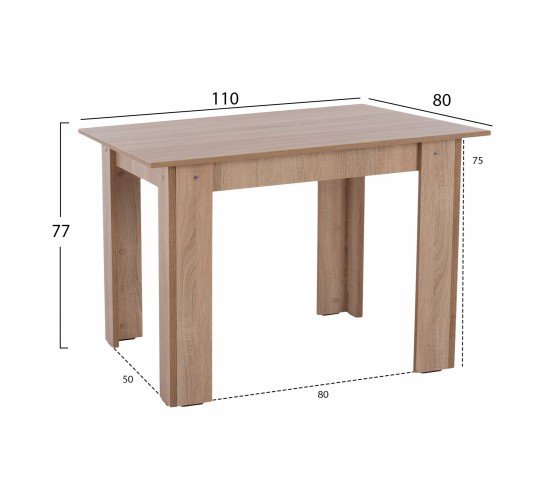 ΤΡΑΠΕΖΙ ΚΟΥΖΙΝΑΣ HM2428.01 KELVIN SONOMA OAK 110x80x77Υεκ.