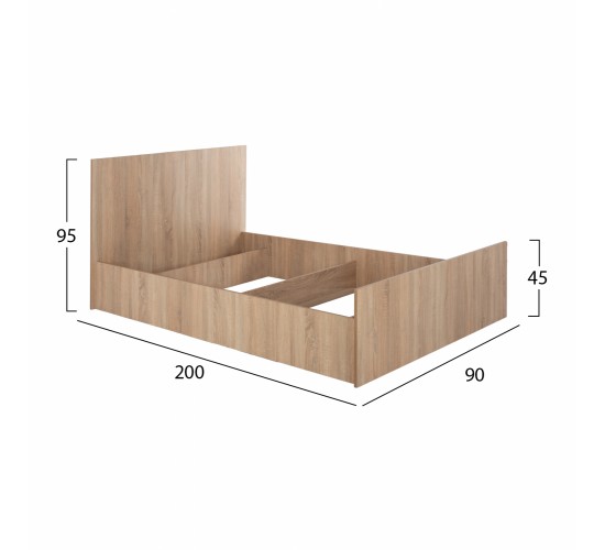 ΚΡΕΒΑΤΙ ADLER ΜΟΝΟ 90X200 SONAMA OAK HM2433.01 Μονό