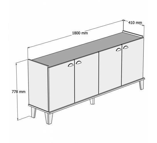 ΜΠΟΥΦΕΣ ΜΕΛΑΜΙΝΗΣ HM9045.01 NATURAL WOOD - ΜΑΥΡΟ ΜΑΡΜΑΡΟ 180x41x77,8Y εκ.