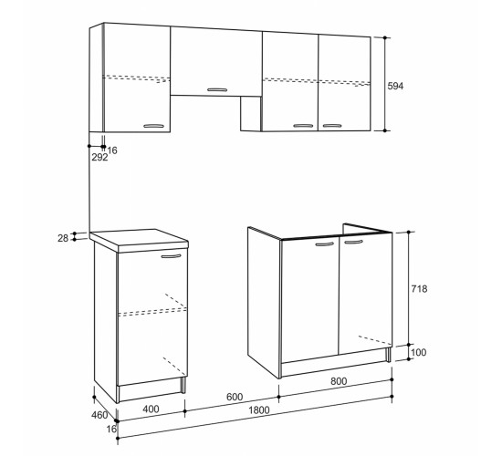 ΣΥΝΘΕΣΗ ΚΟΥΖΙΝΑΣ MAURICE ΜΕΛΑΜΙΝΗ SONAMA-ΛΕΥΚΟ HM2441 180x29,2-46