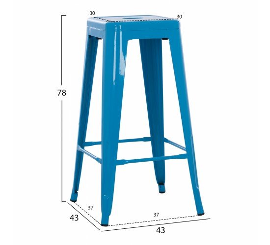 ΣΚΑΜΠΟ BAR ΜΕΤΑΛΛΙΚΟ MELITA ΣΕ ΜΠΛΕ HM8642.08 43x43x78 εκ.