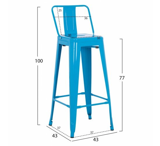 ΣΚΑΜΠΟ BAR ΜΕΤΑΛΛΙΚΟ MELITA ME ΠΛΑΤΗ ΜΠΛΕ HM8643.08 43Χ43Χ100εκ.