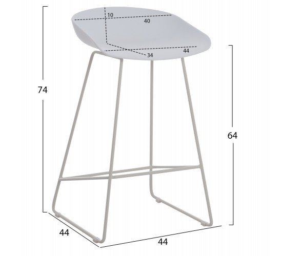 ΣΚΑΜΠΟ ΜΠΑΡ NAILA HM9299.01 ΛΕΥΚΟ ΜΕΣΑΙΟΥ ΥΨΟΥΣ 44x44x74Yεκ.