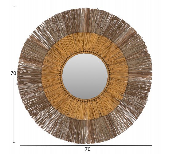 ΚΑΘΡΕΠΤΗΣ ΤΟΙΧΟΥ ΣΤΡΟΓΓΥΛΟΣ ΠΛΑΙΣΙΟ MENDONG GRASS ΣΕ ΧΡΩΜΑ ΦΥΣΙΚΟ ΧΡΥΣΟ Φ70εκ.HM7800