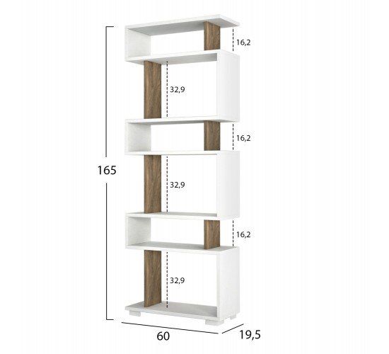 ΒΙΒΛΙΟΘΗΚΗ ΜΕΛΑΜΙΝΗΣ OWL ΚΑΡΥΔΙ ΜΕ ΛΕΥΚΟ 60x19,5x165Yεκ.HM8923.11