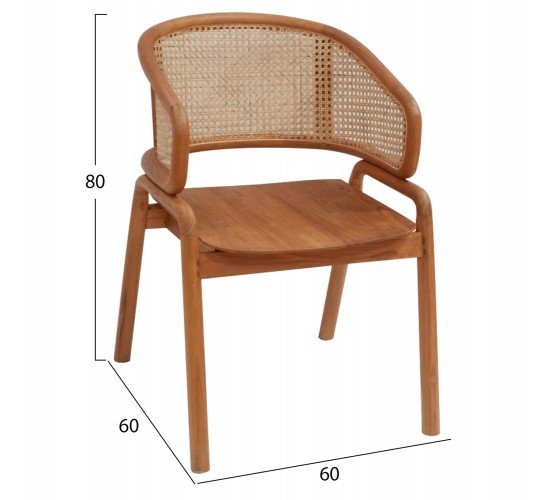 ΠΟΛΥΘΡΟΝΑ ΜΑΣΙΦ ΞΥΛΟ ΤEAK & RATTAN ΠΛΑΤΗ ΦΥΣΙΚΟ 56X67X82Υεκ.HM9402.01