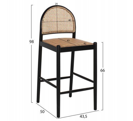 ΣΚΑΜΠΟ ΑΠΟ ΟΞΙΑ-RATTAN ΑΨΙΔΑ ΠΛΑΤΗ ΜΑΥΡΟ 43,5x50x98ΥεκHM9408.02