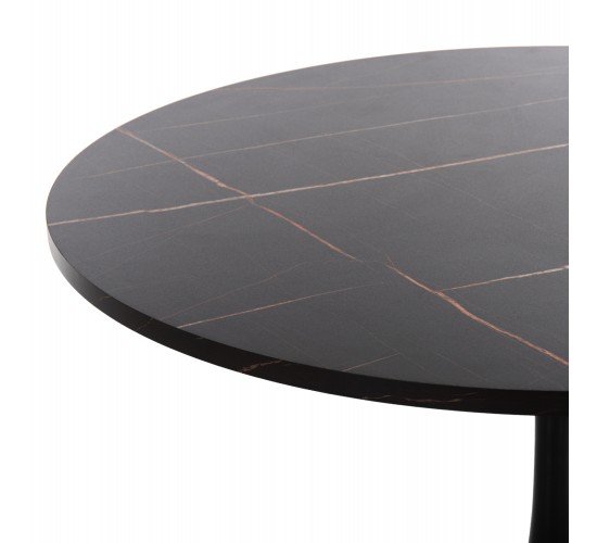 ΤΡΑΠΕΖΙ ΤΡΑΠΕΖΑΡΙΑΣ ROLLO HM9421.02 ΣΤΡΟΓΓΥΛΟ BLACK MARBLE Φ90x74 εκ.