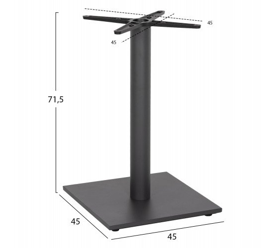 ΒΑΣΗ ΤΡΑΠΕΖΙΟΥ ΜΕΤΑΛΛΙΚΗ ΓΚΡΙ ΜΑΤ 45Χ45Χ71,5Yεκ. ΜΕ ΣΤΑΥΡΟ 45Χ45 ΚΑΙ ΡΕΓΟΥΛΑΤΟΡΟΥΣ HM438.20
