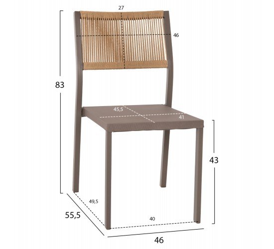 ΚΑΡΕΚΛΑ ΑΛΟΥΜΙΝΙΟΥ ΣΑΜΠΑΝΙ ΜΕ RATTAN & TEXTLINE HM5921.03 46x55,5x83 εκ.