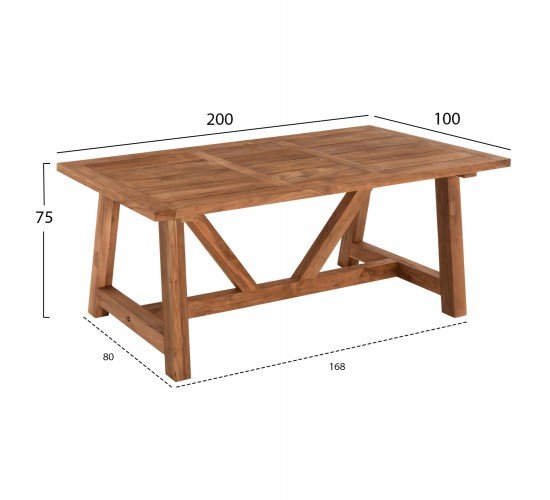 ΤΡΑΠΕΖΙ ΤΡΑΠΕΖΑΡΙΑΣ HM7922 PLUTON RECYCLED TEAK ΣΕ ΦΥΣΙΚΟ ΧΡΩΜΑ 200X100X75Yεκ.