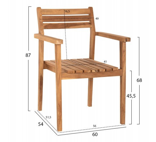 ΠΟΛΥΘΡΟΝΑ ΞΥΛΟ TEAK ΣΤΟΙΒΑΖΟΜΕΝΗ HM9534 ΣΕ ΦΥΣΙΚΟ ΧΡΩΜΑ 60x54x87Y εκ.