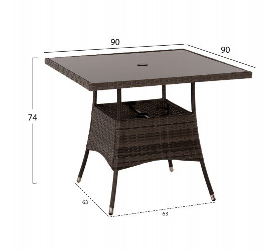 ΣΕΤ ΤΡΑΠΕΖΑΡΙΑΣ ΕΞΩΤ.ΧΩΡΟΥ 5ΤΜΧ HM5965 ΚΑΦΕ RATTAN-ΜΕΤΑΛΛΙΚΟΣ ΣΚΕΛΕΤΟΣ-ΓΥΑΛΙΝΗ ΕΠΙΦΑΝΕΙΑ