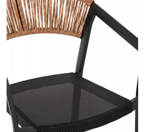 ΣΚΑΜΠΟ ΑΛΟΥΜΙΝΙΟΥ HM5892.15 ΜΕΣΑΙΟΥ ΥΨΟΥΣ RATTAN & TEXTLINE ΜΑΥΡΟ ΜΠΕΖ 56,5x57x99,5Y