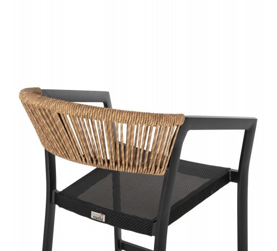 ΣΚΑΜΠΟ ΑΛΟΥΜΙΝΙΟΥ HM5892.15 ΜΕΣΑΙΟΥ ΥΨΟΥΣ RATTAN & TEXTLINE ΜΑΥΡΟ ΜΠΕΖ 56,5x57x99,5Y