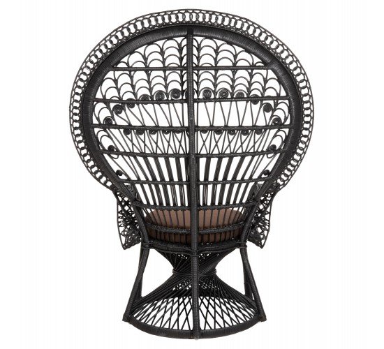 ΠΟΛΥΘΡΟΝΑ ROYAL PEACOCK HM9342.03 RATTAN ΜΑΥΡΟ-ΜΑΞΙΛΑΡΙ ΚΑΦΕ 114x72x150Yεκ.