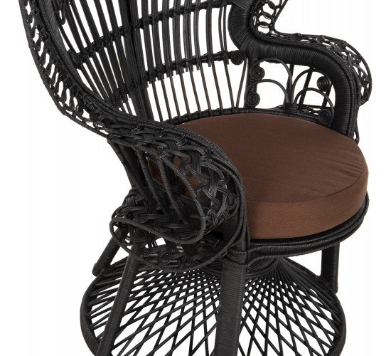 ΠΟΛΥΘΡΟΝΑ ROYAL PEACOCK HM9342.03 RATTAN ΜΑΥΡΟ-ΜΑΞΙΛΑΡΙ ΚΑΦΕ 114x72x150Yεκ.