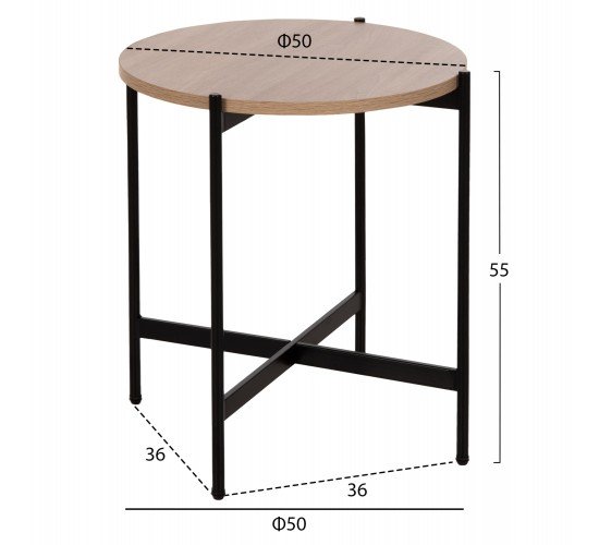 ΒΟΗΘΗΤΙΚΟ ΤΡΑΠΕΖΙ HM9589.03 MDF SONAMA-ΜΑΥΡΗ ΜΕΤΑΛΛΙΚΗ ΒΑΣΗ Φ50x55Υεκ.