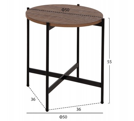 ΒΟΗΘΗΤΙΚΟ ΤΡΑΠΕΖΙ HM9589.04 MDF ΚΑΡΥΔΙ-ΜΑΥΡΗ ΜΕΤΑΛΛΙΚΗ ΒΑΣΗ Φ50x55Υεκ.